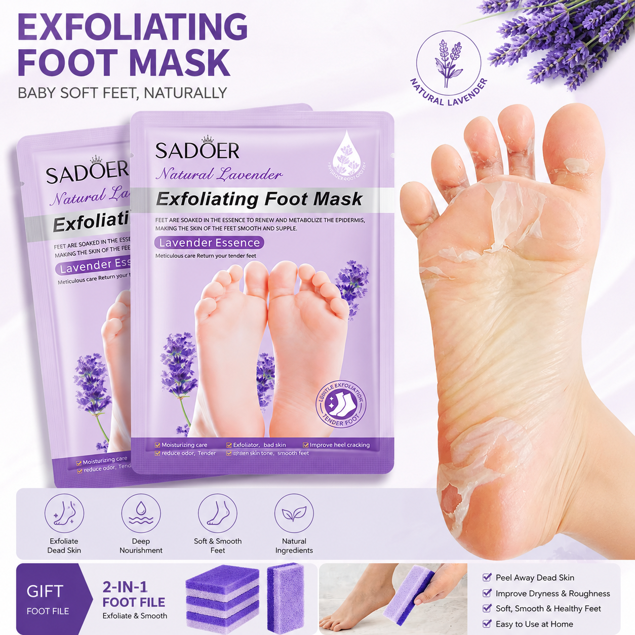 1-20Pair Exfoliating Feet Mask – обзор и цена Foot Mask Peeling